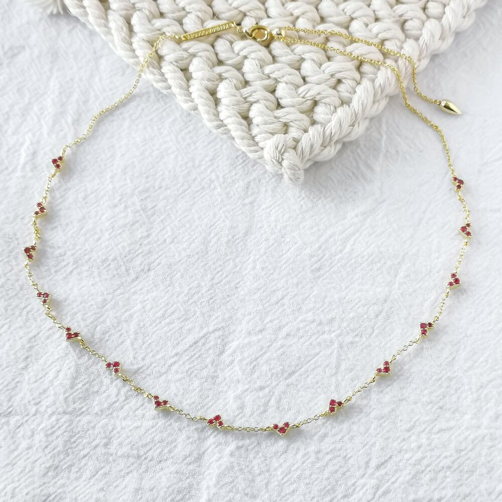 Authentic Kendra Scott Haven Heart - Gold Pink Crystal Strand Necklace